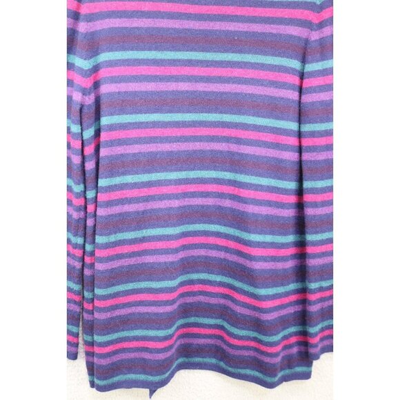 Talbots Long Sleeve Open Cardigan-Lamb's Wool-Stripes-Size Medium - Picture 10 of 11